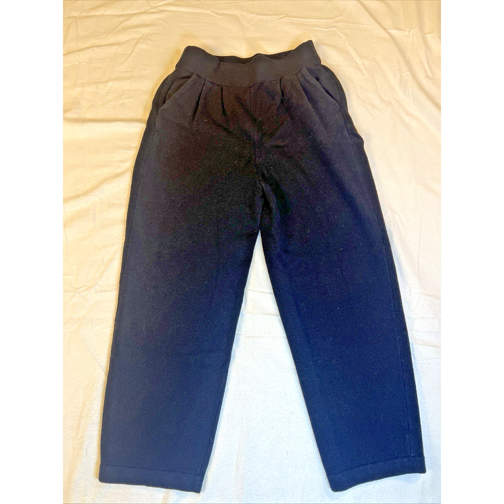 St John‎ Evening Santana Black Knit Pleated Straight Leg Pants Size 4 USA Made